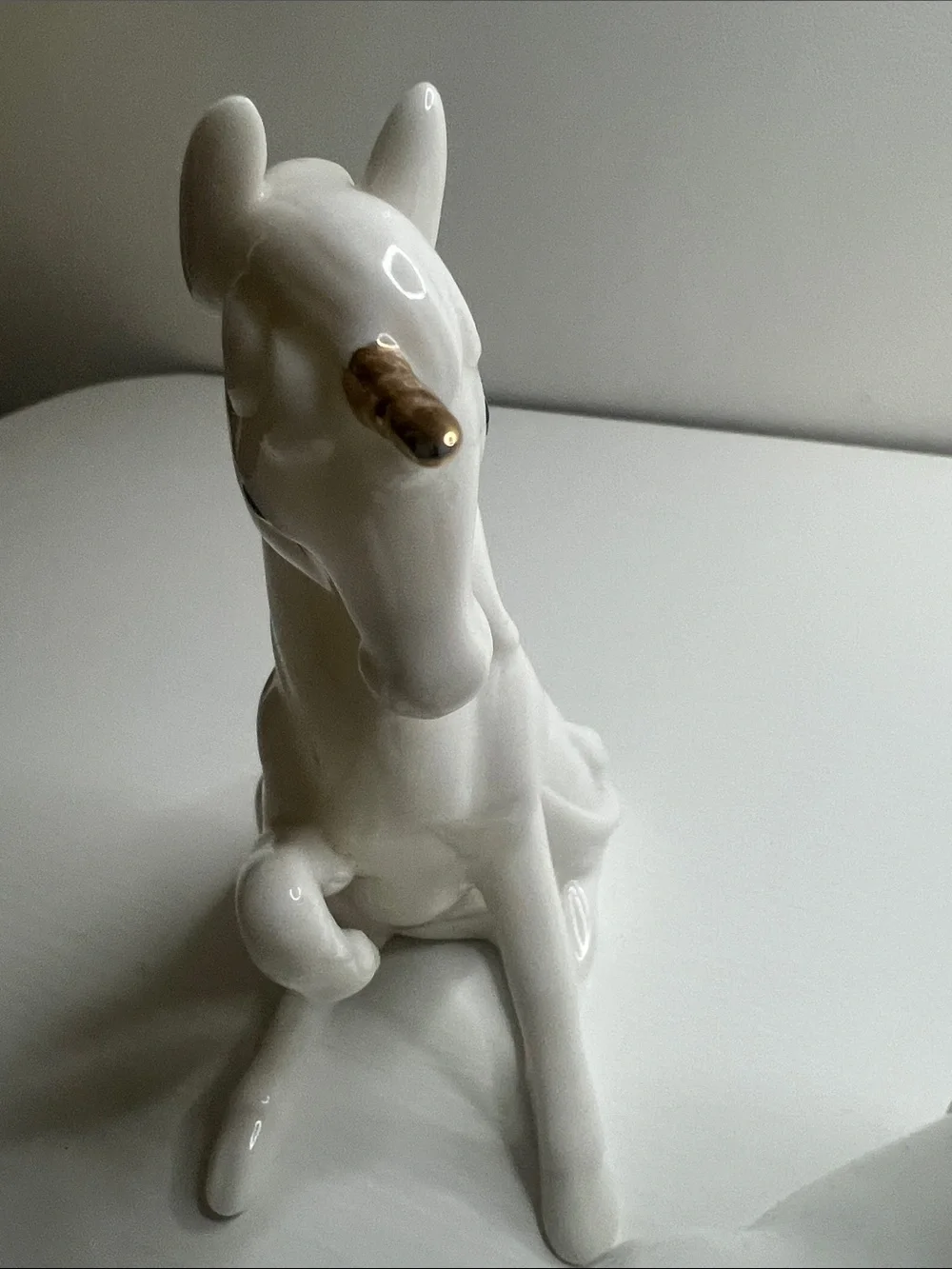 80s Enesco Unicorn Figurine Set White Porcelain Gold Horn Collectibles
